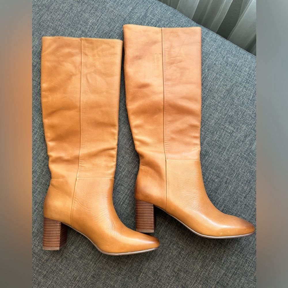 J. CREW Tall Slouch Leather Willa Boots in Burnished Sand Size 6 - Picture 10 of 15